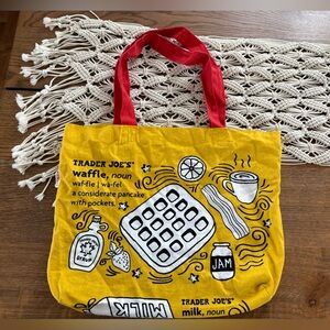 Trader Joe's Yellow Tote Bag with Red Handles